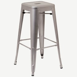 Bistro Style Metal Backless Bar Stool in Light Grey Finish