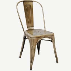 Bistro Style Metal Chair in Brass Finish