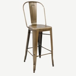 Bistro Style Metal Bar Stool in Brass Finish