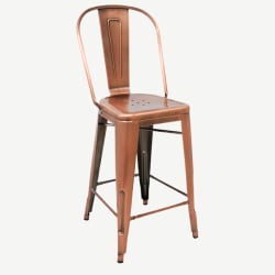 Bistro Style Metal Bar Stool in Copper Finish