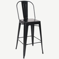 Bistro Style Metal Bar Stool in Black Finish