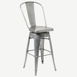 Bistro Style Metal Swivel Bar Stool in Clear Finish