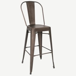 Bistro Style Metal Bar Stool in Dark Grey Finish