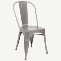 Bistro Style Metal Chair in Light Grey Finish