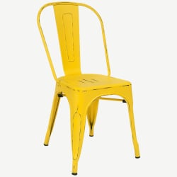 Bistro Style Metal Chair in Distressed Yellow Finish