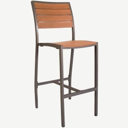 Aluminum Rust Colored Patio Bar Stool with Faux Teak