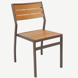 Modern Aluminum Patio Chair with Faux Teak