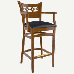 Premium US Made Leonardo Wood Bar Stool With Arms