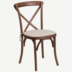 Stackable X Back Wood Chair with Cushioned Seat