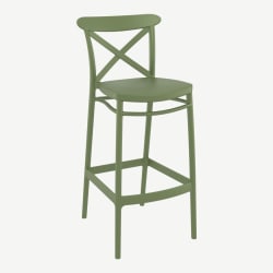 Cross Back Resin Patio Bar Stool