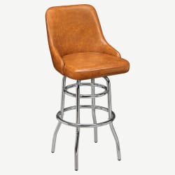 Premium Mauro Bucket Swivel Bar Stool with Chrome Frame