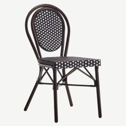 Patio Chair in Brown Finish and Black and White Rattan