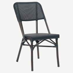 Aluminum Patio Chair with Dark Walnut Frame and Black Rattan