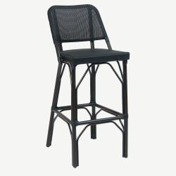 Aluminum Patio Bar Stool with Dark Walnut Frame and Black Rattan