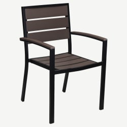 Black Aluminum Armchair with Dark Walnut Faux Teak