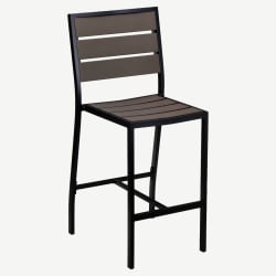 Black Aluminum Bar Stool with Dark Walnut Faux Teak