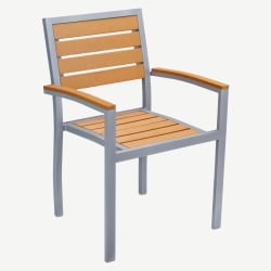 Heavy Duty Aluminum Patio Arm Chair with Faux Teak