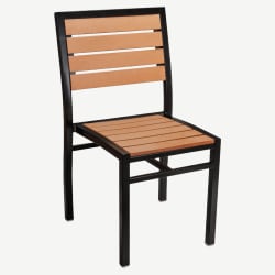 Black Heavy Duty Faux Teak Patio Aluminum Chair