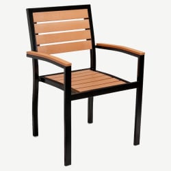 Black Heavy Duty Faux Teak Patio Arm Chair