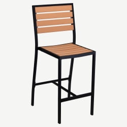 Black Heavy Duty Faux Teak Patio Bar Stool