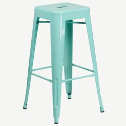 Backless Light Blue Bistro Metal Bar Stool