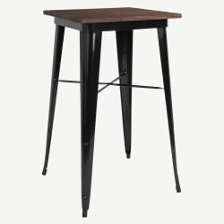 Industrial Black Bar Height Table with Dark Walnut Wood Top