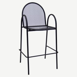 Black Metal Mesh Patio Arm Bar Stool