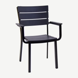 Slatted Teak Patio Metal Arm Chair