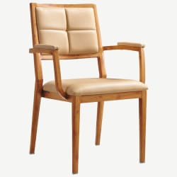 Milano Modern Padded Wood Grain Aluminum Arm Chair