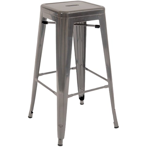 Bistro Style Metal Backless Bar Stool in Clear Finish Interior