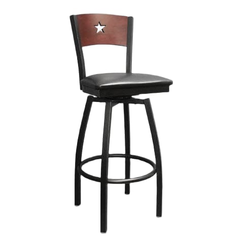 Metal Swivel Bar Stool with a Star in the Back Interior