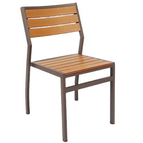 Modern Aluminum Patio Chair with Faux Teak Interior