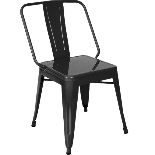 Extra Wide Bistro Style Metal Chair in Black Finish Interior