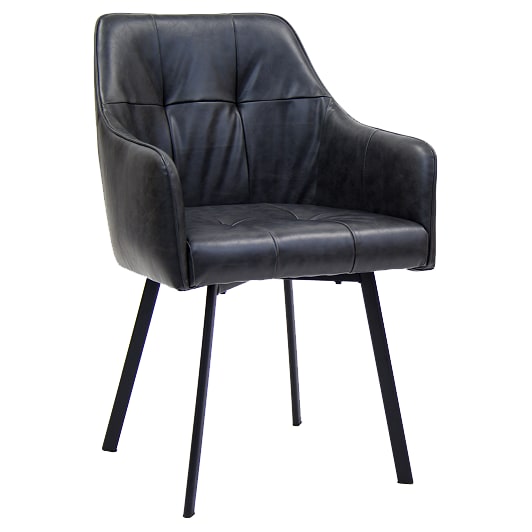 Recessed Dark Grey Vinyl Metal Arm Chair Interior