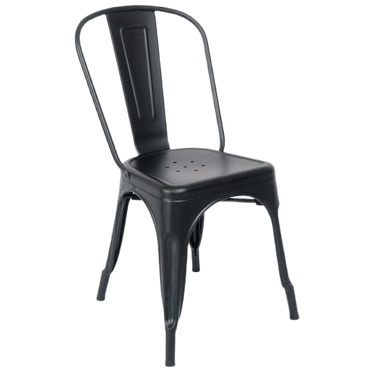 Bistro Style Metal Chair in Black Finish Interior