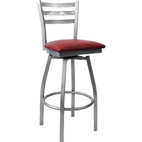 3 Slat Metal Ladder Back Swivel Bar Stool Interior