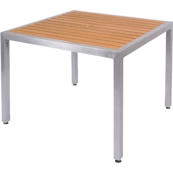 Natural Faux-Teak Aluminum Patio Table Interior