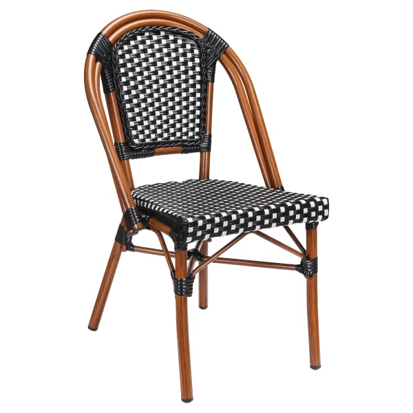 Aluminum Bamboo Patio Chair with Black & White Rattan Interior