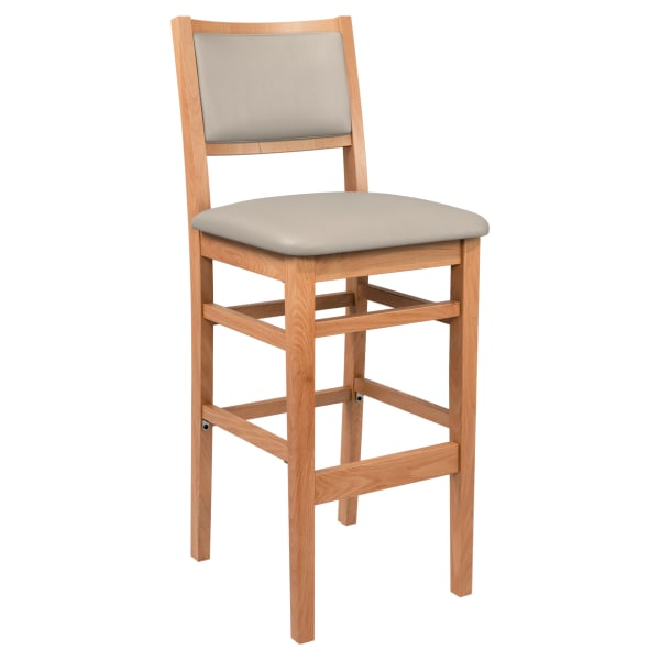 Stella Wood Bar Stool with Padded Back Interior