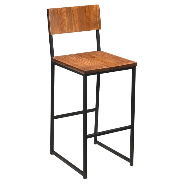 Indy Metal Bar Stool with Wood Back Interior