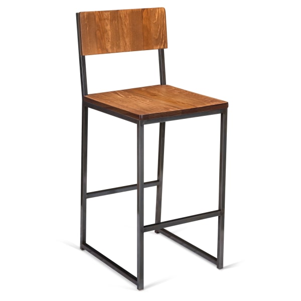 Indy Metal Bar Stool with Wood Back Interior