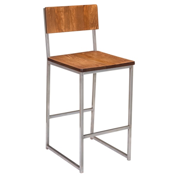 Indy Metal Bar Stool with Clear Coated Finish and Wood Back Interior