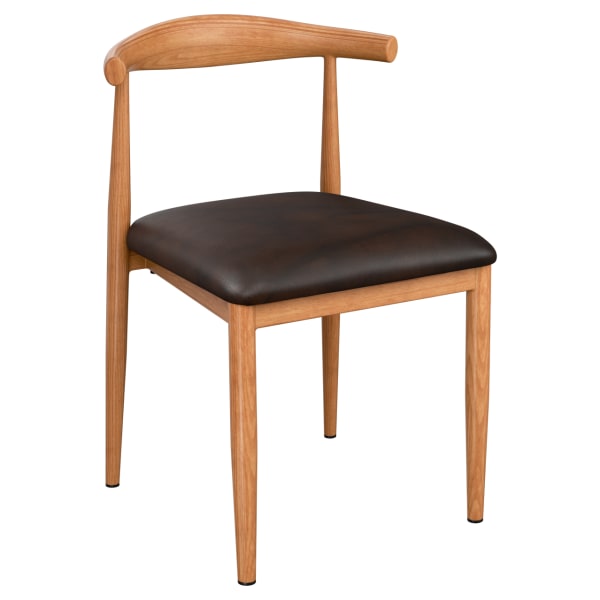 Wood Grain Metal Chair in Natural Finish with Padded Seat  Interior