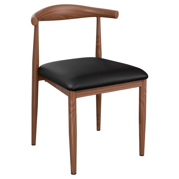 Wood Grain Metal Chair in Walnut Finish with Padded Seat  Interior