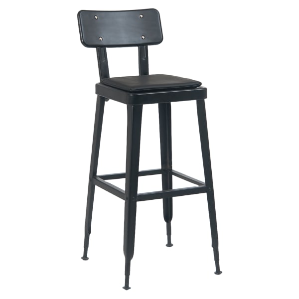 Laurie Bistro-Style Metal Bar Stool in Black Finish Interior