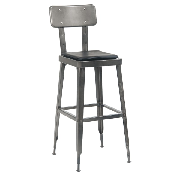 Laurie Bistro-Style Metal Bar Stool in Dark Grey Finish Interior