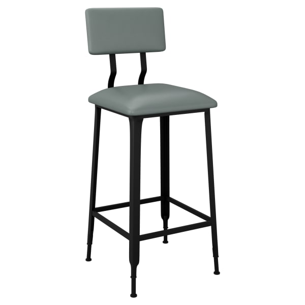 Massello Industrial Series Black Metal Bar Stool with Padded Back Interior