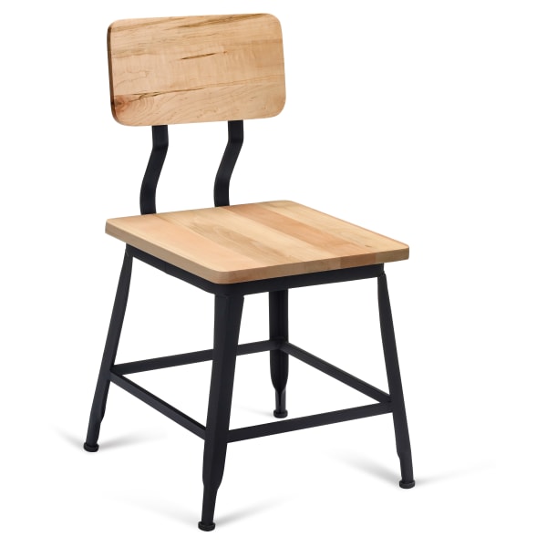 Massello Industrial Black Metal Chair with Wood Back & Seat Interior