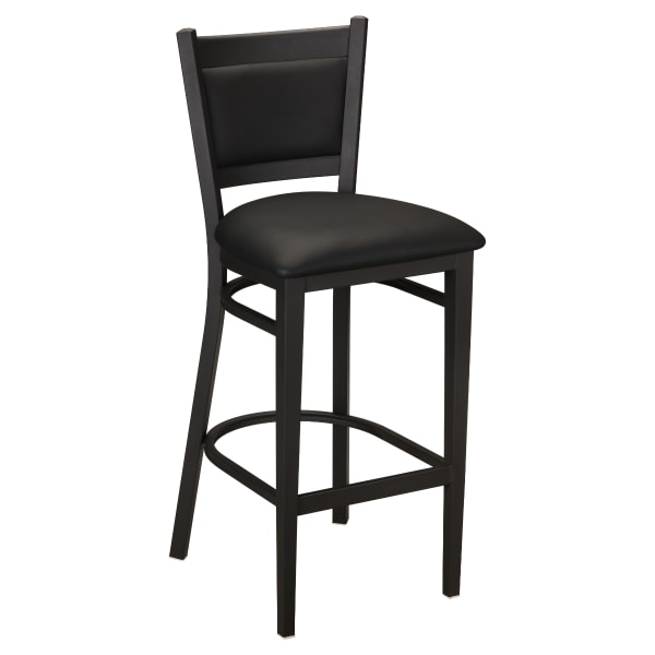 Black Vinyl Padded Back Metal Bar Stool Interior