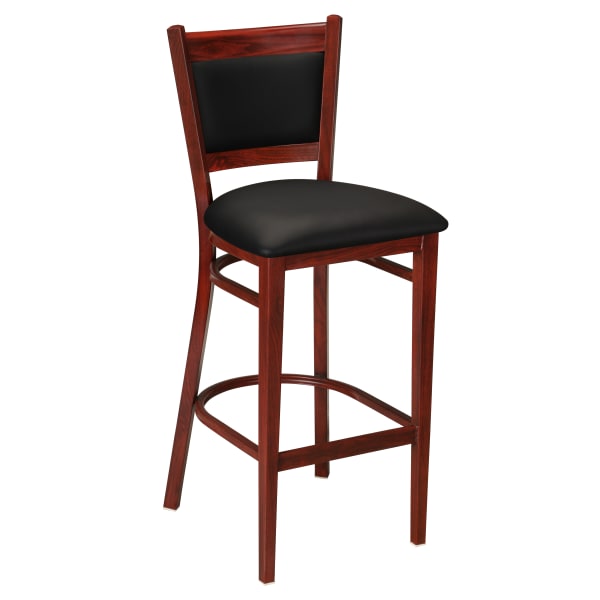 Metal Padded Bar Stool with Premium Wood Look Finish Interior